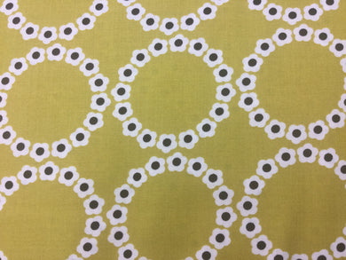 Fabric - Mustard Flower Circles