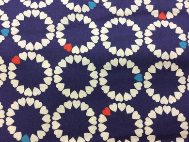 Fabric - Circle Hearts on Blue
