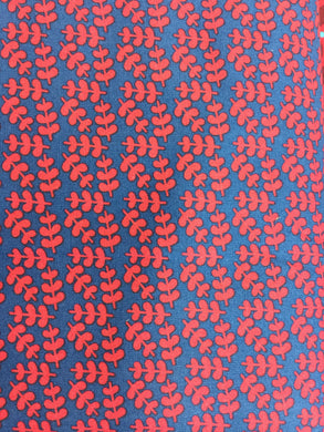 Fabric - Leaves Red and Blue