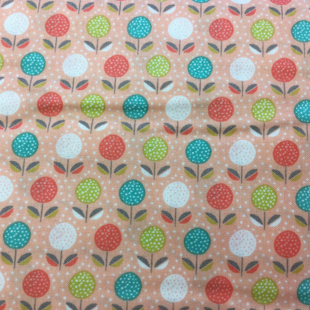 Fabric - Multi Flowers on Salmon Pink