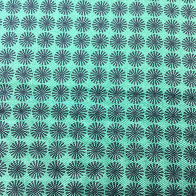 Fabric - Black Spiky Stars on Turquoise