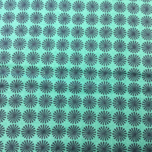 Fabric - Black Spiky Stars on Turquoise