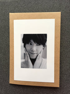 Mao Kun - Kyousuke Hamao - Sweet Hands on Cheeks - (B&W) Greeting Card