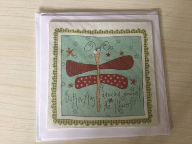 Fabric and Googly Eye Butterfly - Childrens - Greeting Card