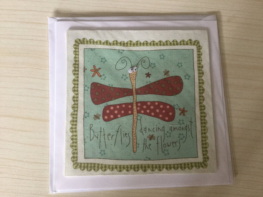 Fabric and Googly Eye Butterfly - Childrens - Greeting Card
