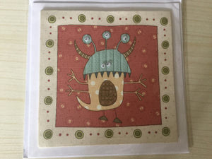 Fabric - Googly Eyed Monster - Childrens - Greeting Card