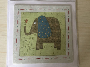 Fabric - Googly Eyed Elephant - Childrens - Greeting Card