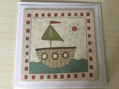 Fabric - Yacht - Childrens - Greeting Card
