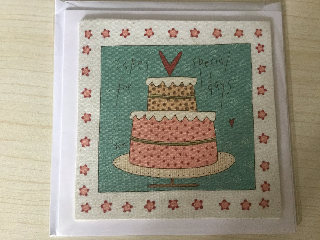 Fabric - Cake - Childrens - Greeting Card