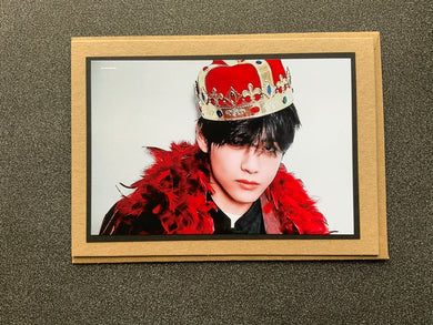 BTS - V - Tae - Kim Tae Hyung - Crown and Red Feather Boa - Greeting Card etc