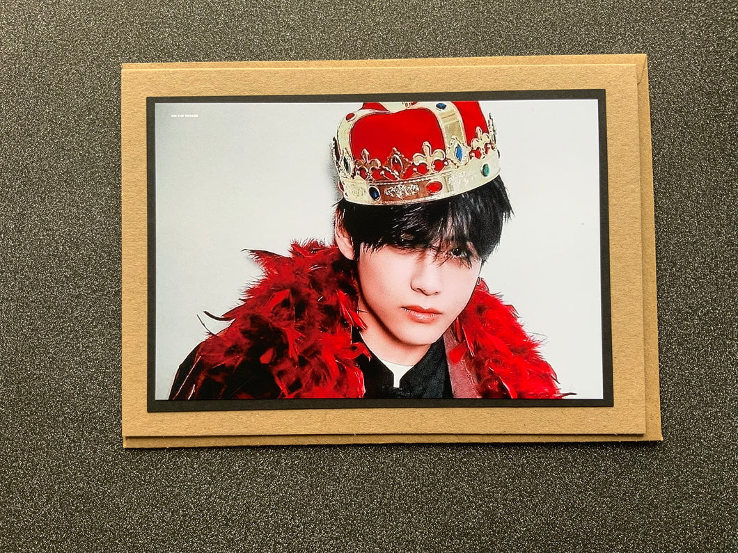 BTS - V - Tae - Kim Tae Hyung - Crown and Red Feather Boa - Greeting Card etc