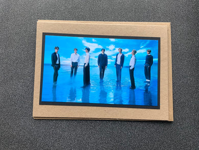 BTS - RM - Tae - JK - Jin - Jimin - Suga - J-Hope - Blue Background - Group Picture - Greeting Card etc