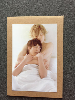 DaiMao in Bed - Takumi Kun Series - Hayama Takumi and Saki Giichi - Watanabe Daisuke and Hamao Kyousuke  - Greeting Card