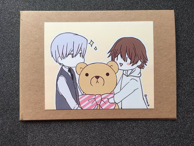 Junjou Romantica - Misaki Takahashi, Akihiko Usami and Suzuki the Bear - Greeting Card