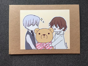 Junjou Romantica - Misaki Takahashi, Akihiko Usami and Suzuki the Bear - Greeting Card