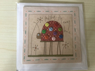 Fabric and Button Ladybird - Childrens - Greeting Card