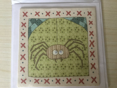 Fabric - Googly Eyed Spider - Childrens - Greeting Card