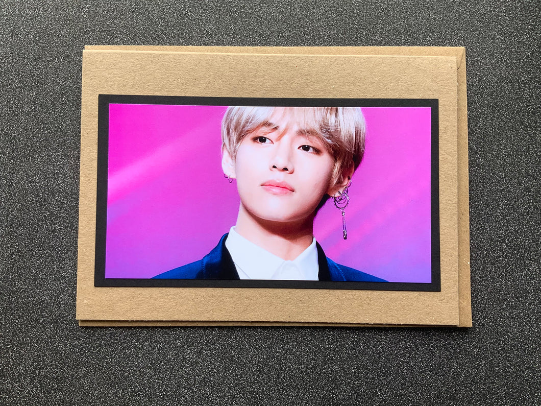 BTS - V - Tae - Kim Tae Hyung - Pink Background - Greeting Card etc