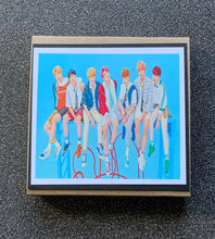 Load image into Gallery viewer, BTS - Rap Monster - Tae - JK - Jin - Jimin - Suga - J-Hope - Sat on High Bench - Group Picture - Greeting Card etc