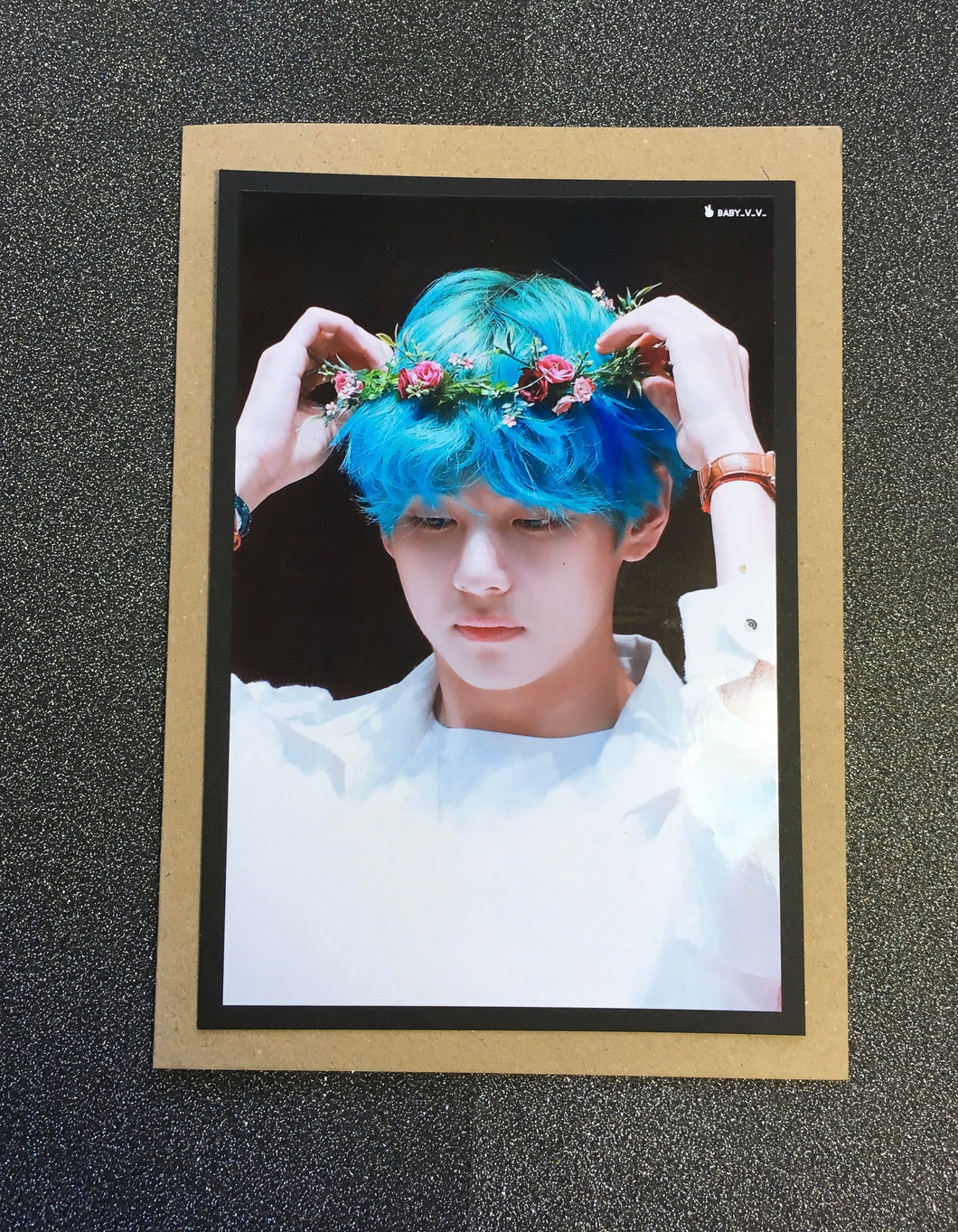BTS - V - Tae - Kim Tae Hyung - Blue Hair - Flowers - Greeting Card etc